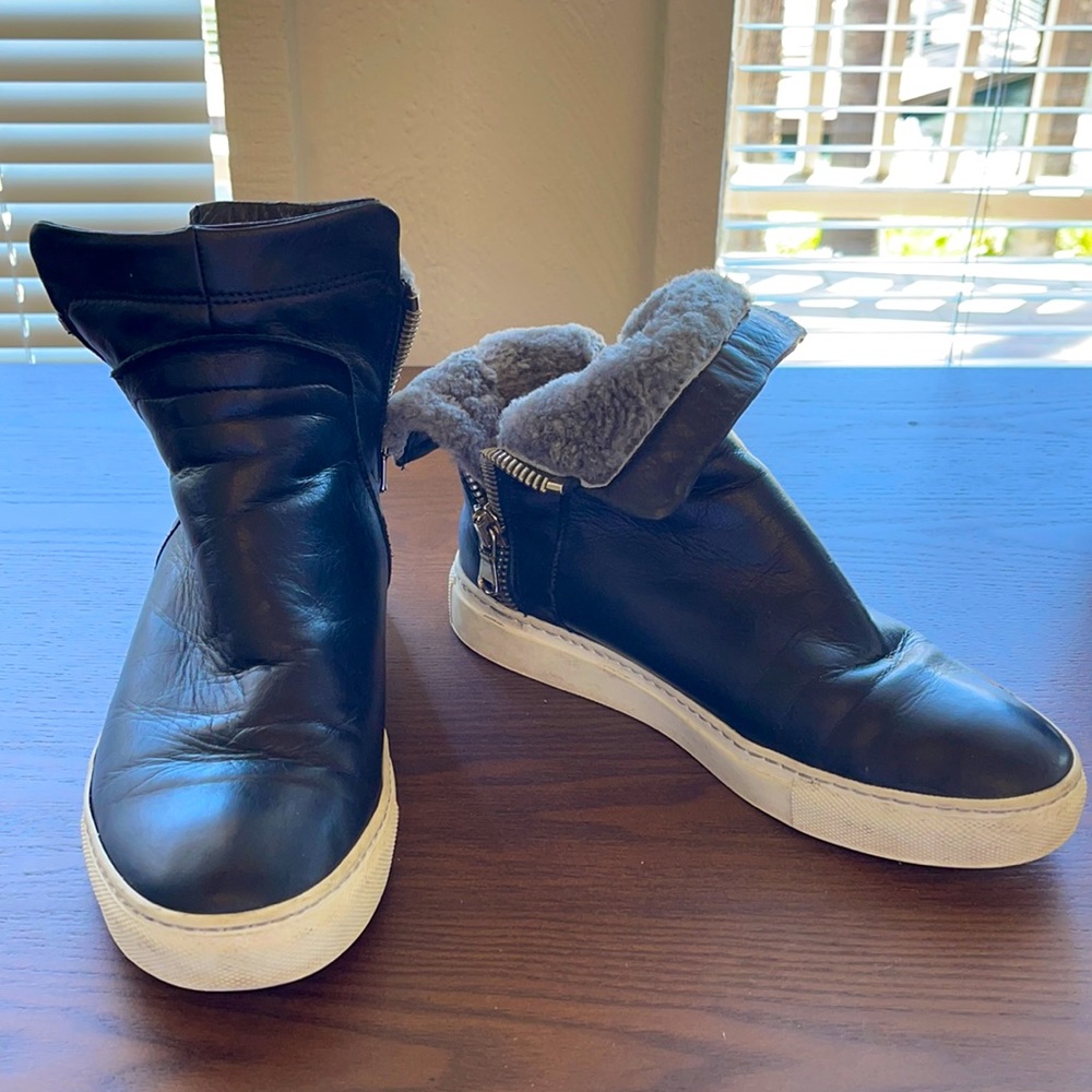 Leather & Fleece sneakers
